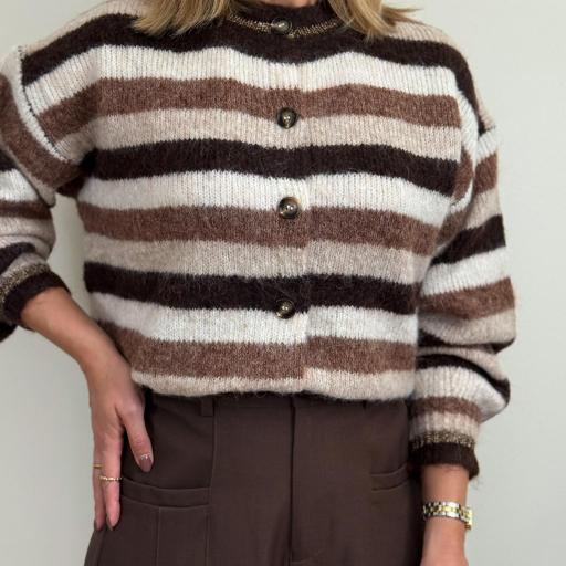 Cardigan riscas glitter choco [0]