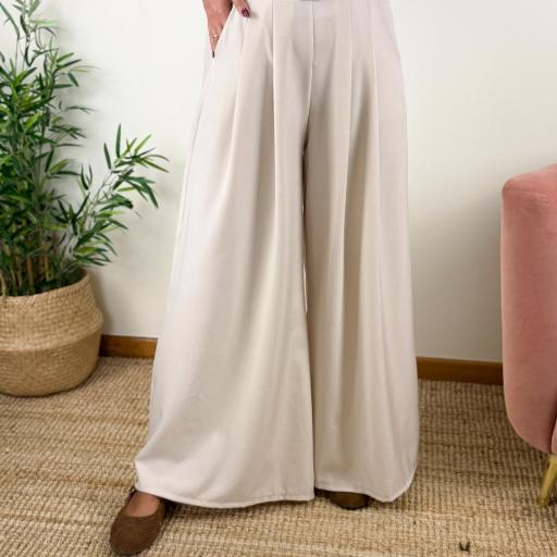 Pantalonas fluidas bege [1]