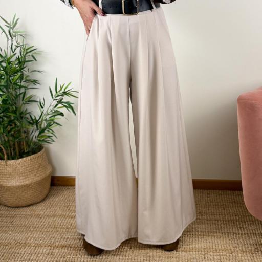 Pantalonas fluidas bege [2]