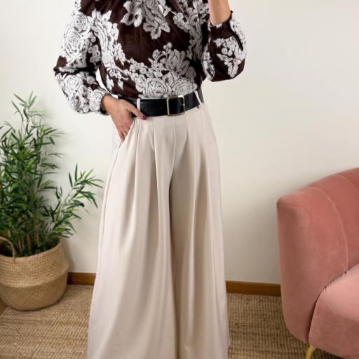 Pantalonas fluidas bege [3]