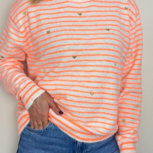 Camisola laranja corações  dourados [2]