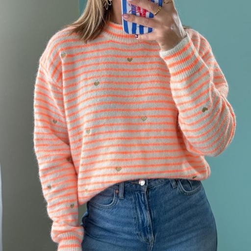 Camisola laranja corações  dourados [3]