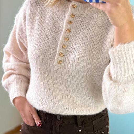 Camisola corações bege