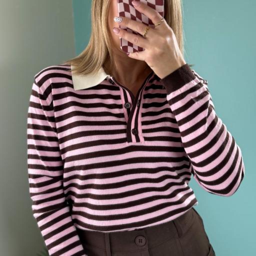 Camisola gola Pink & Brown [3]