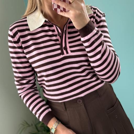 Camisola gola Pink & Brown [2]