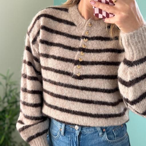 Camisola choco e bege