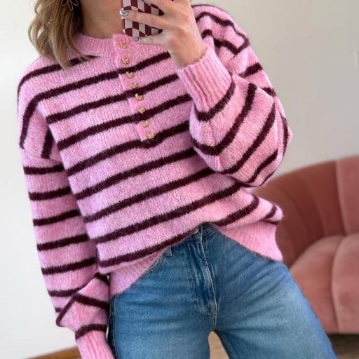 Camisola Rosa e Bordô