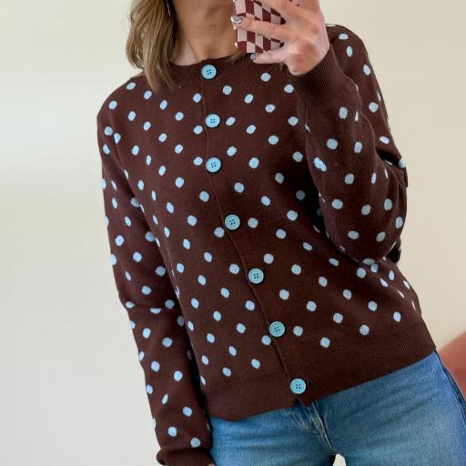 Cardigan Dots Choco Blue [1]