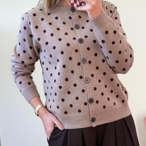 Cardigan Dots Choco taupe [1]