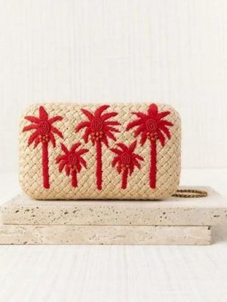 Bolso Latido rafia palmeras rojas [0]