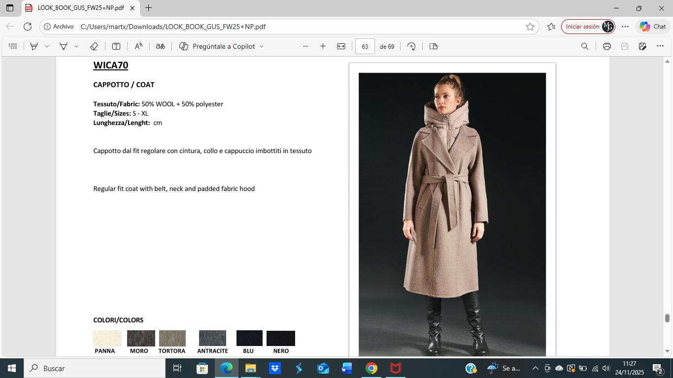 Abrigo Gus paño tostado con capucha acolchada