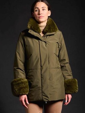 Abrigo Gus verde cuello verde ecopiel