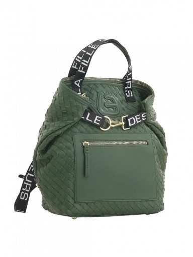 Mochila verde ecopiel trenzada La Fille  [1]