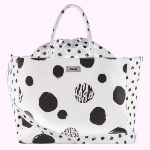 Bolso F**K estampado lunares blanco y negro