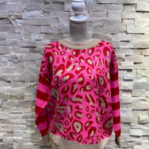 Jersey personalizado print rosa fluor, rojo y beige [1]