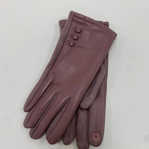 Guantes de ante y piel rosa [0]
