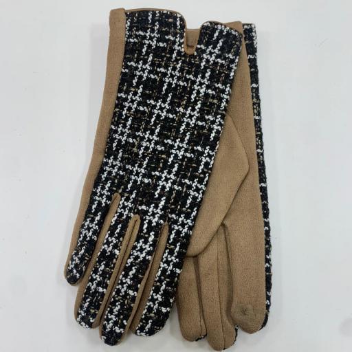 Guantes de ante y tweed negro [0]