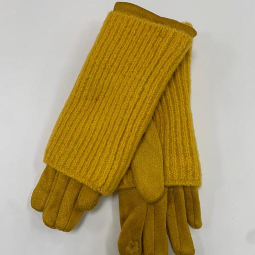Guantes con mitones de punto mostaza [0]