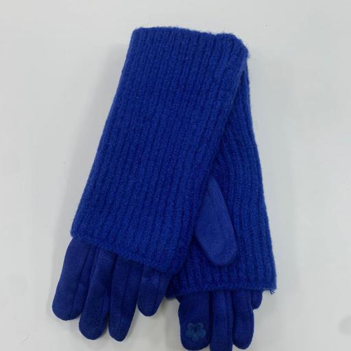 Guantes con mitones de punto azul [0]