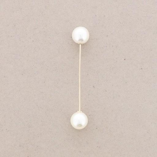 Broche alfiler dorado doble bola imitación perla  [1]