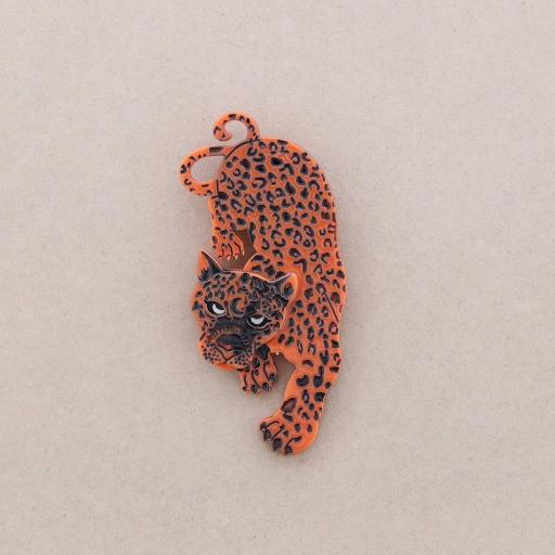 Broche leopardo resina naranja [0]