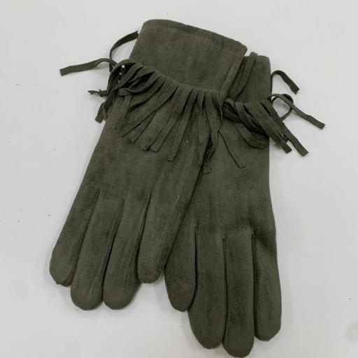 Guantes de ante verde con flecos [0]