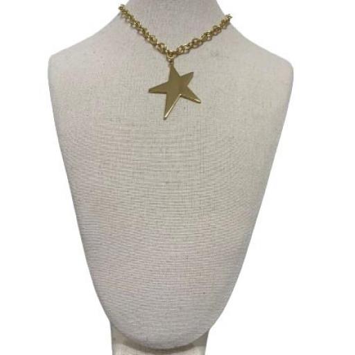 Collar de acero estrella corto dorado [0]