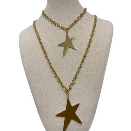 Collar de acero estrella corto dorado [1]