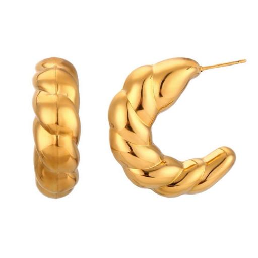 Pendientes de acero espiral dorado [2]
