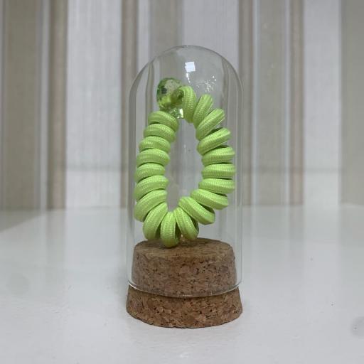 Coletero espiral amarillo flúor en minibote de cristal