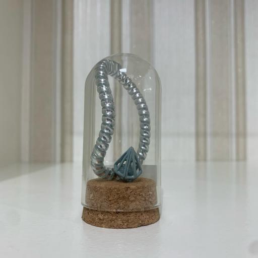 Coletero espiral gris con diamante en minibote de cristal [0]