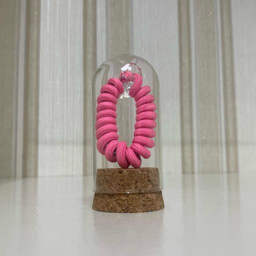 Coletero espiral rosa en minibote de cristal
