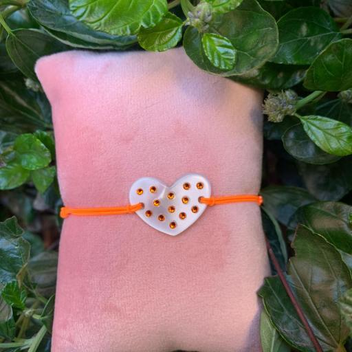 Pulsera Bámbola - corazón nácar naranja flúor [0]