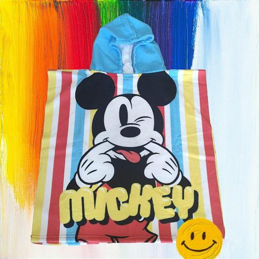 Toalla poncho Mickey rayas multicolor