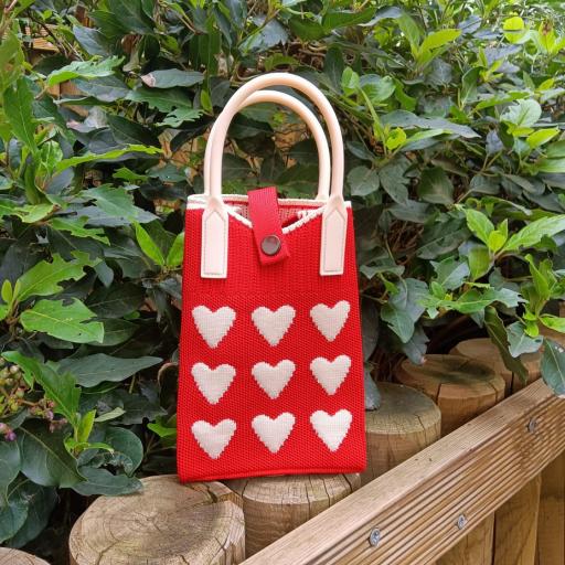 Bolso mini punto corazones rojo y blanco [0]