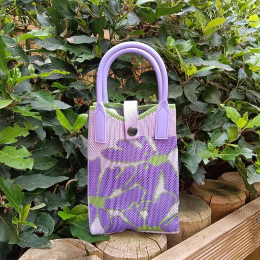 Bolso mini punto flores morado y lila