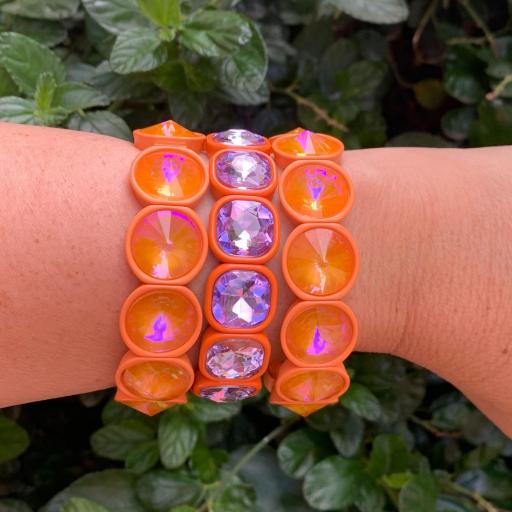 Pulsera elástica piezas redondas naranja [1]