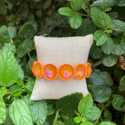 Pulsera elástica piezas redondas naranja