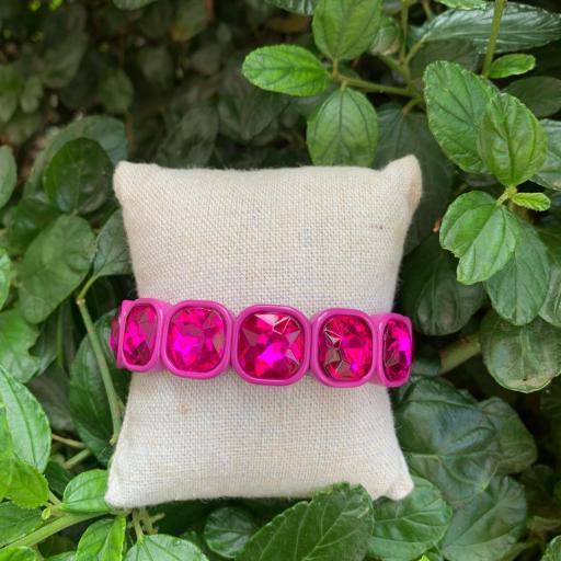 Pulsera elástica piezas cuadradas rosa flúor [0]