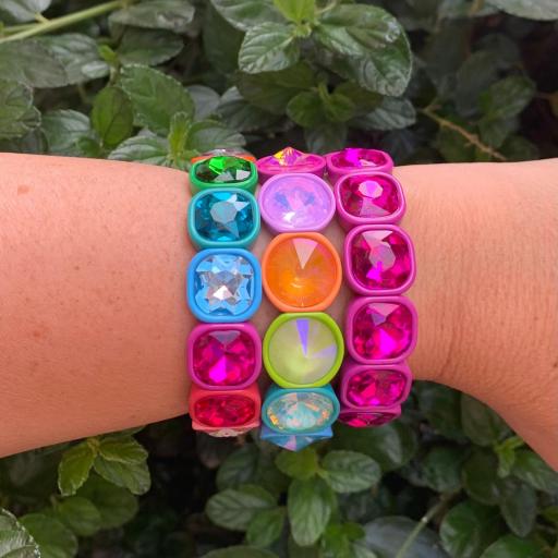 Pulsera elástica piezas cuadradas multicolor [1]