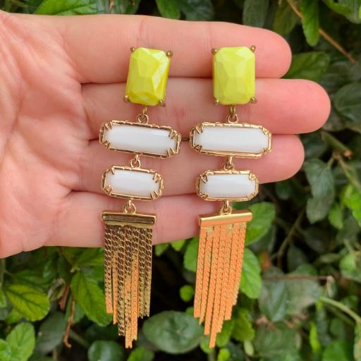 Pendientes cristal amarillo fluor y cascada Made in Mare