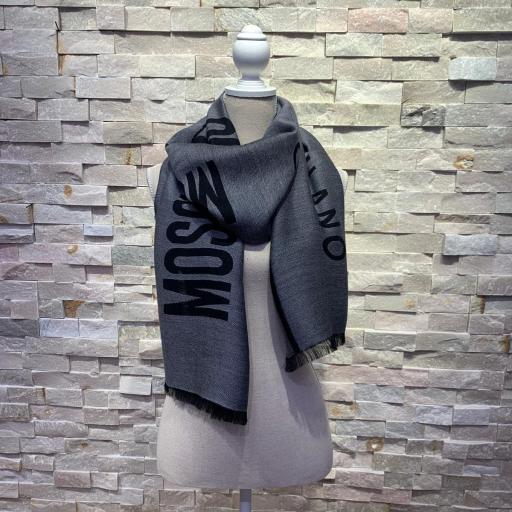 Pañuelo Moschino gris y negro maxi logo [2]