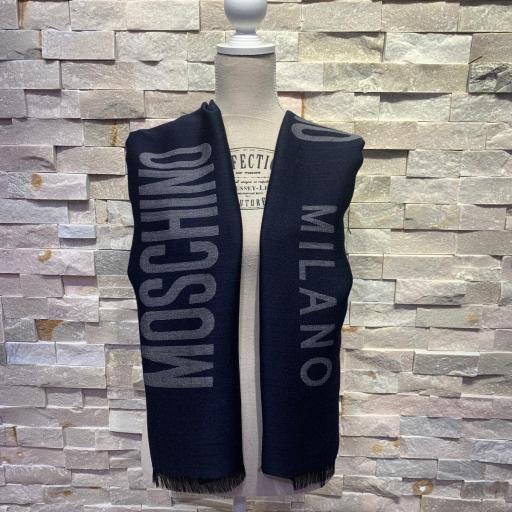 Pañuelo Moschino marino y gris maxi logo