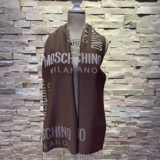 Bufanda Moschino beige y visón logo [3]