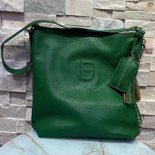 Bolso La Fille des Fleurs ecopiel shopper verde lateral cadena