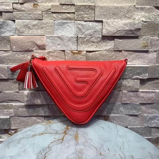 Bolso La Fille des Fleurs ecopiel bandolera triangular roja