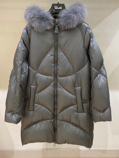 Abrigo Gus gris plata con capucha de pelo natural  [0]