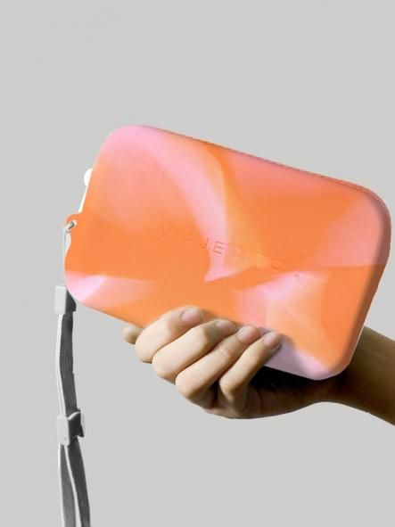 Cartera monedero Viajecito naranja tie dye