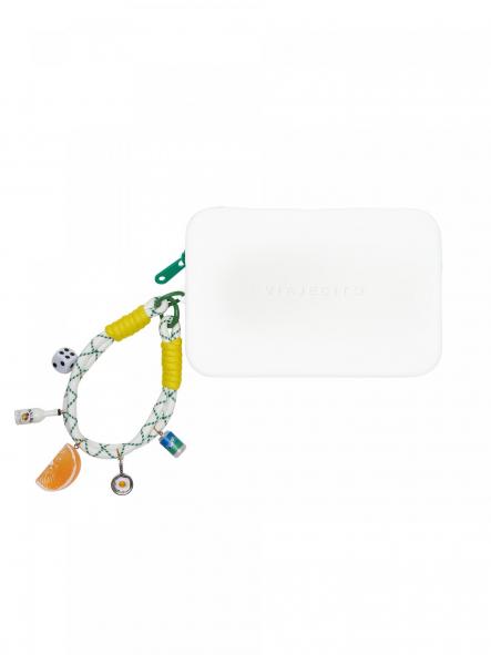 Cartera grande Viajecito blanca charms cremallera verde [1]