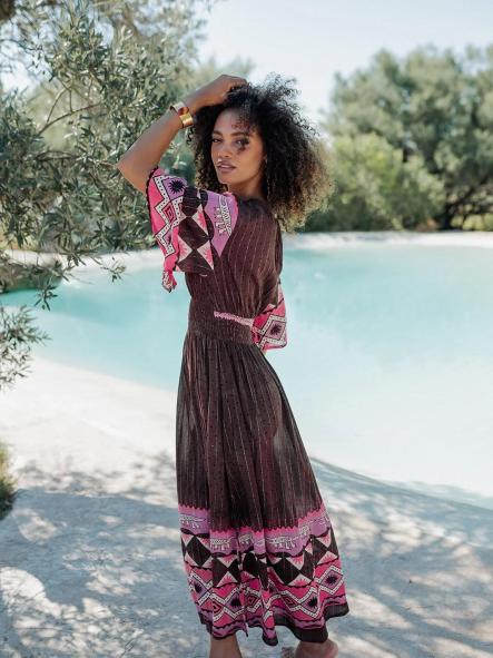 VESTIDO LARGO SABANA BROWN SLEEVES PITI CUITI [1]